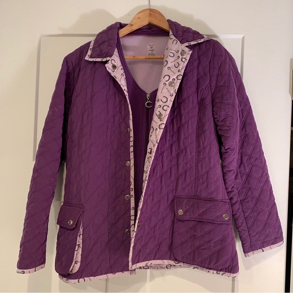 Ladies Quilted Barn Coat with matching neoprene vest.Sz Medium.